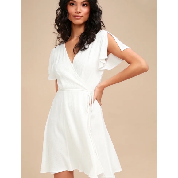 White Wrap Dress - Picture 3 of 8